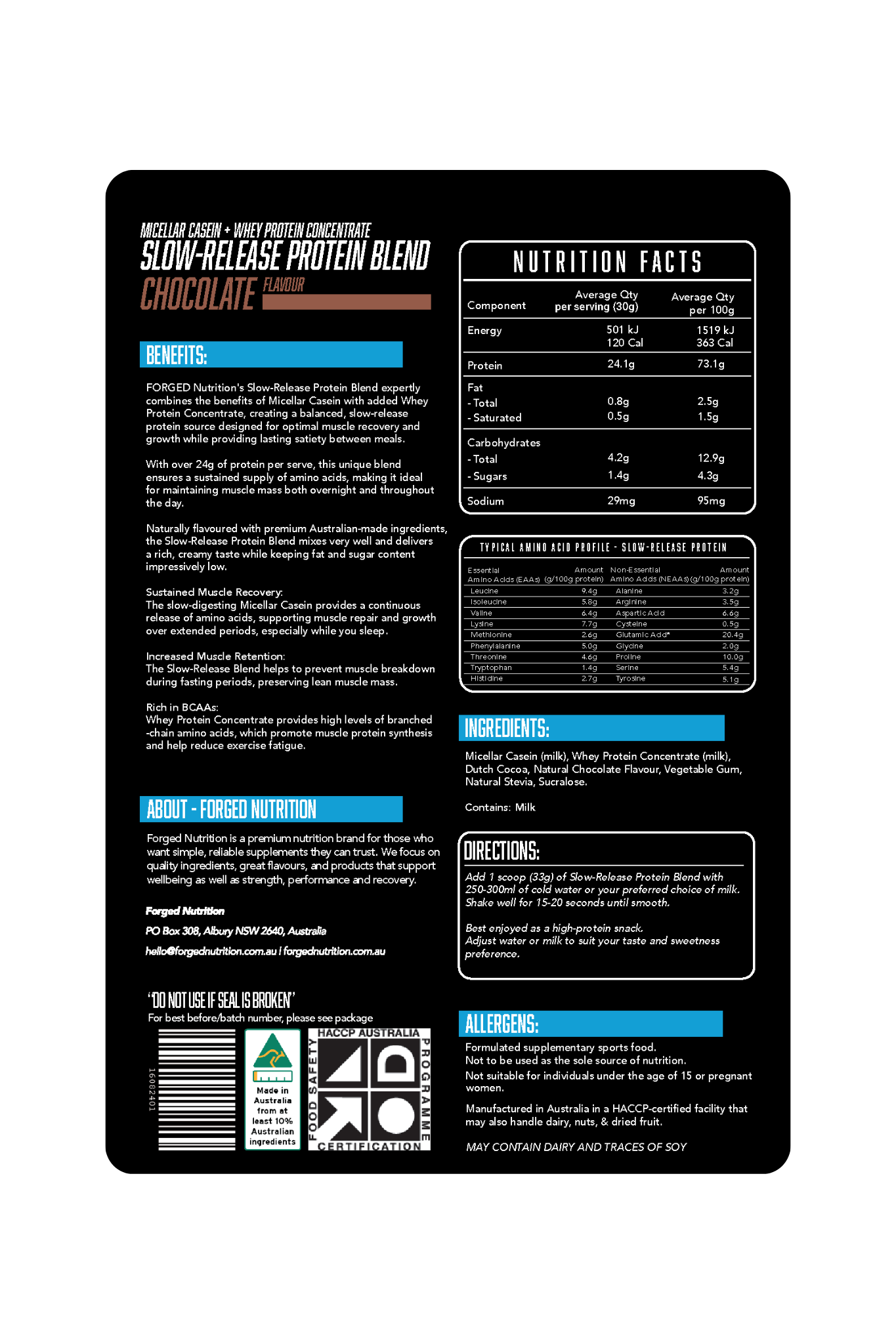 Slow-Release Protein Blend (Micellar Casein + 10% WPC) Chocolate 1kg