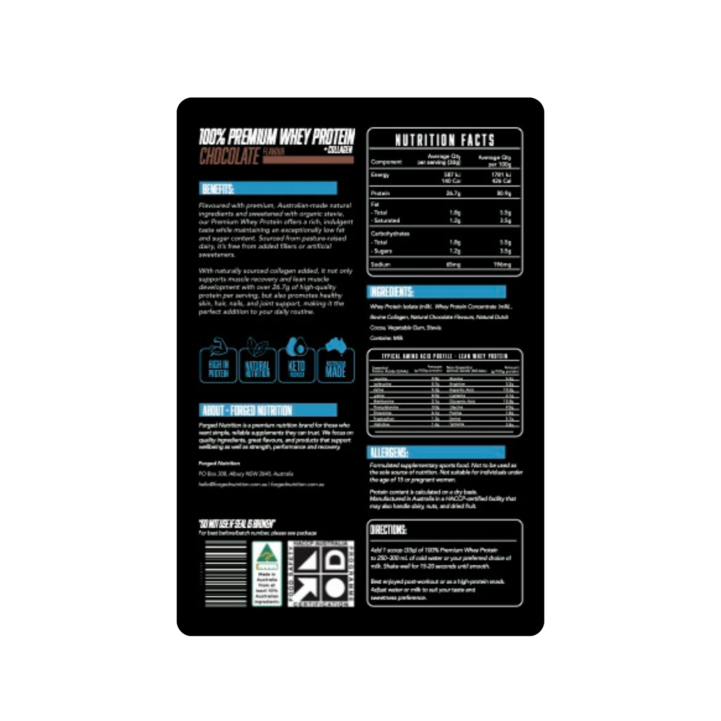 100% Premium Whey Protein + Collagen (Chocolate) 1kg