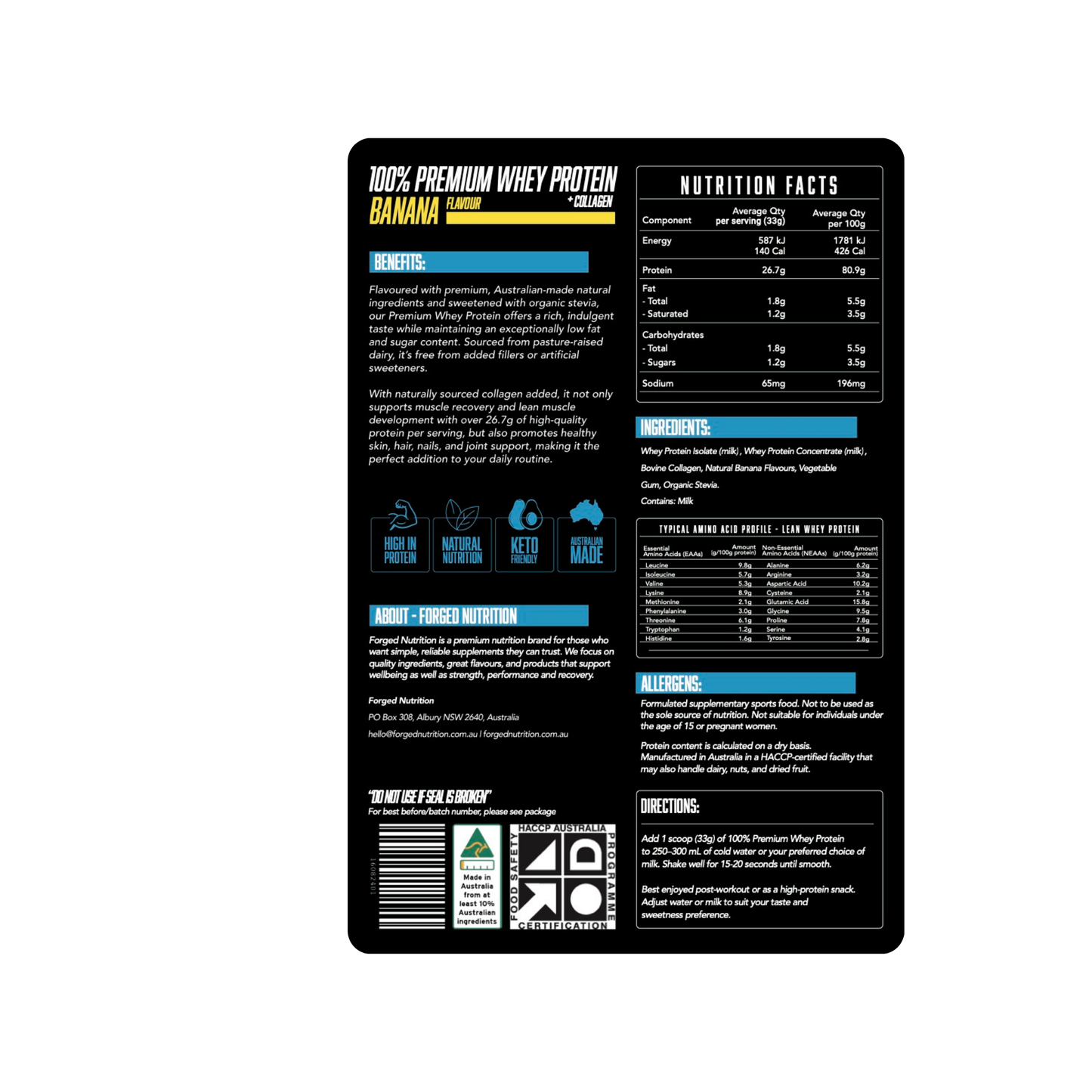 100% Premium Whey Protein + Collagen (Banana) 1kg