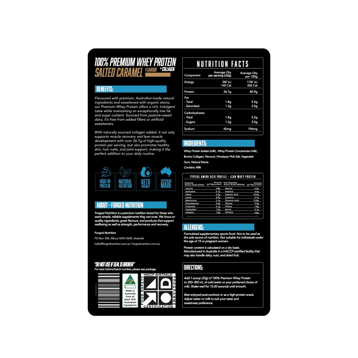 100% Premium Whey Protein + Collagen (Salted Caramel) 1kg