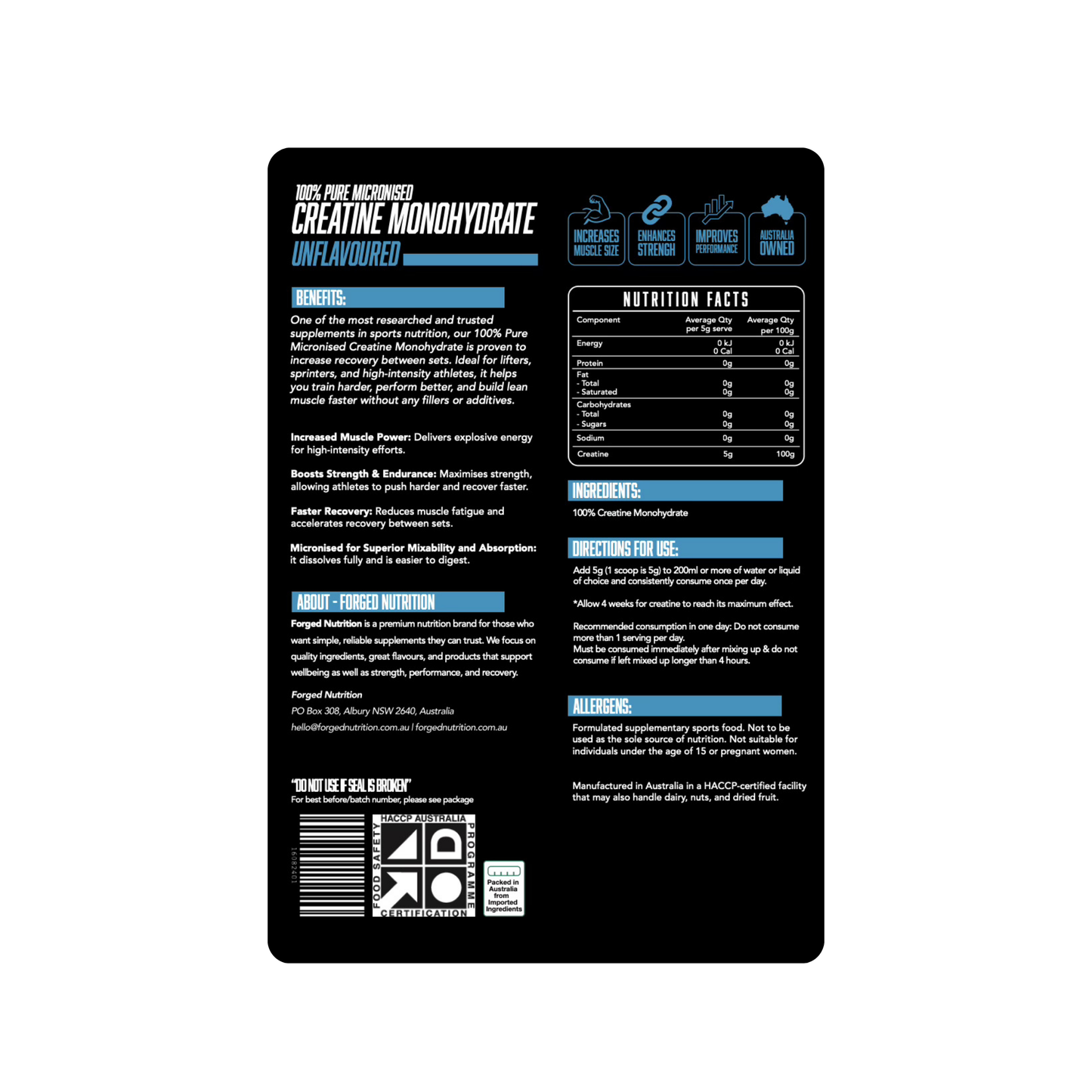100% Pure Micronised Creatine Monohydrate Powder (Unflavoured) 500g